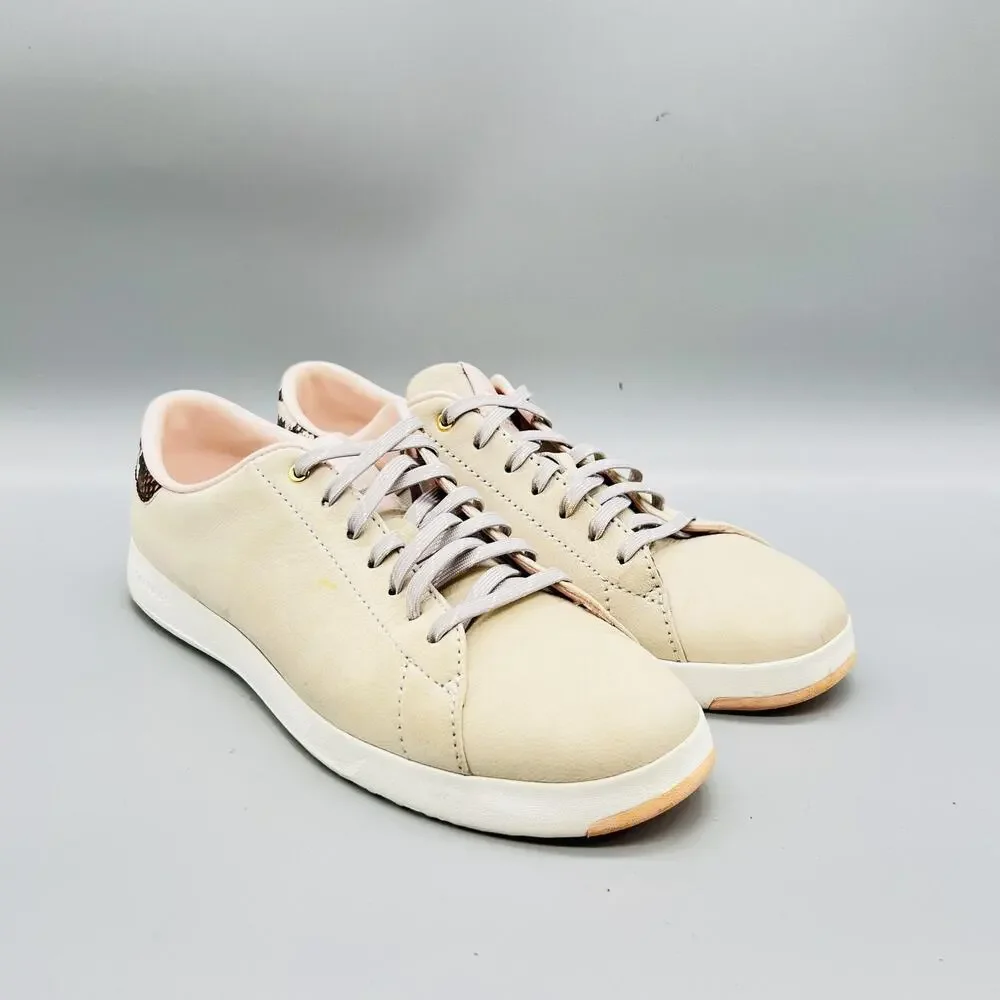 Cole Haan Shoes Womens 10 Beige Leather GrandPro Snake Print Sneakers Comfort